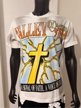White Graphic Cross Print Short-Sleeve T-Shirt